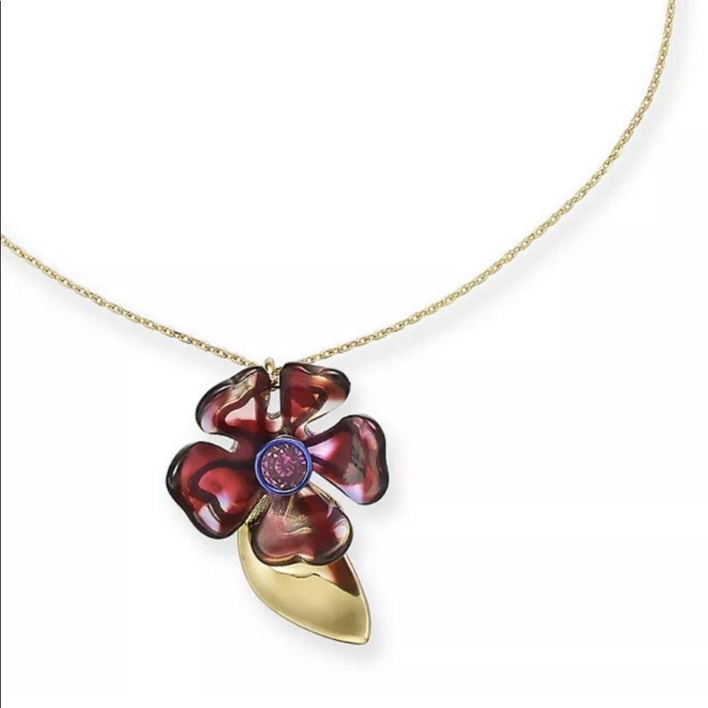 Kate Spade gold purple crystal flower necklace